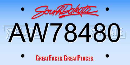AW78480 South Dakota License Plate