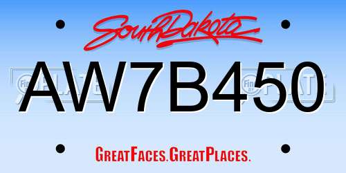 AW7B450 South Dakota License Plate