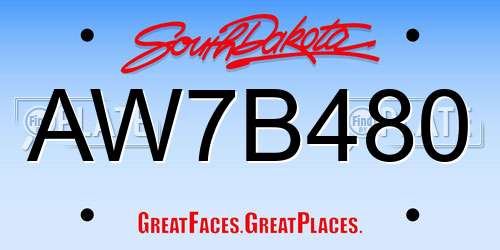 AW7B480 South Dakota License Plate