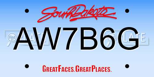 AW7B6G South Dakota License Plate