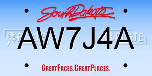AW7J4A South Dakota License Plate