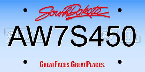 AW7S450 South Dakota License Plate