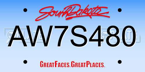 AW7S480 South Dakota License Plate