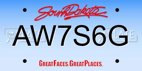 AW7S6G South Dakota License Plate