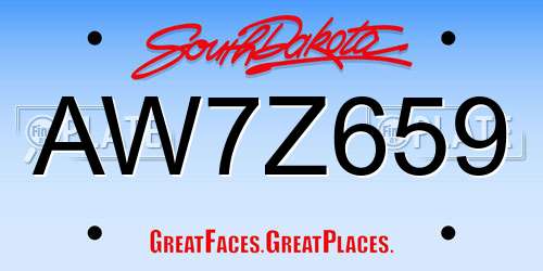 AW7Z659 South Dakota License Plate