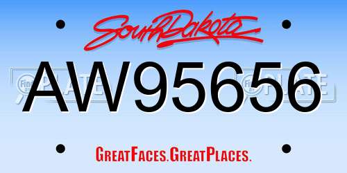 AW95656 South Dakota License Plate
