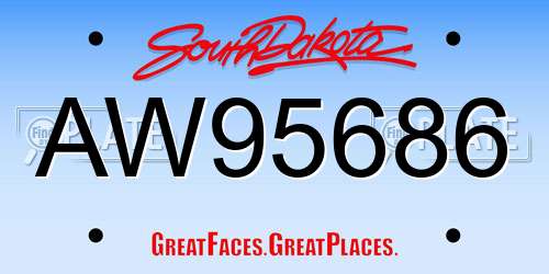 AW95686 South Dakota License Plate
