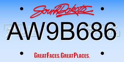 AW9B686 South Dakota License Plate