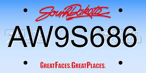 AW9S686 South Dakota License Plate
