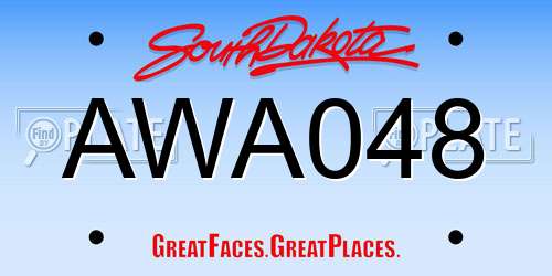 AWA048 South Dakota License Plate