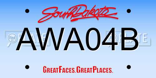 AWA04B South Dakota License Plate