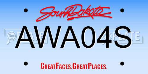 AWA04S South Dakota License Plate