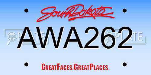 AWA262 South Dakota License Plate