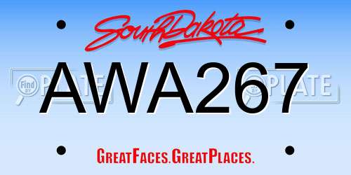 AWA267 South Dakota License Plate