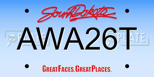 AWA26T South Dakota License Plate