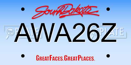 AWA26Z South Dakota License Plate