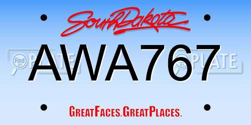 AWA767 South Dakota License Plate