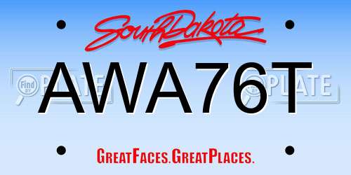 AWA76T South Dakota License Plate