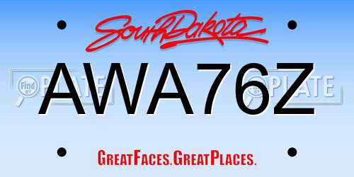 AWA76Z South Dakota License Plate