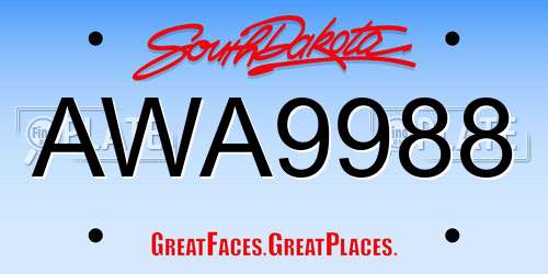 AWA9988 South Dakota License Plate