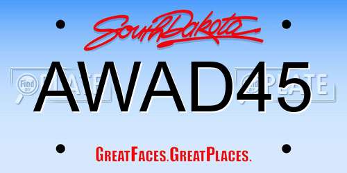 AWAD45 South Dakota License Plate