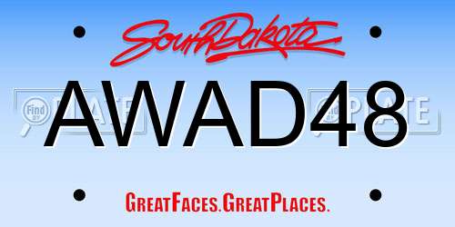 AWAD48 South Dakota License Plate