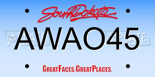 AWAO45 South Dakota License Plate