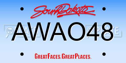 AWAO48 South Dakota License Plate