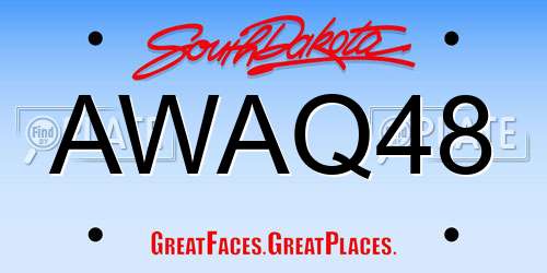 AWAQ48 South Dakota License Plate