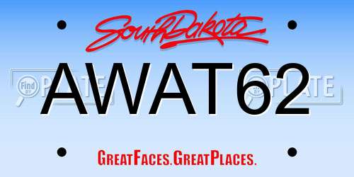AWAT62 South Dakota License Plate