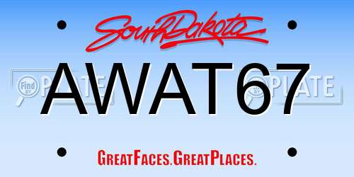 AWAT67 South Dakota License Plate
