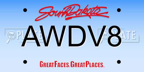 AWDV8 South Dakota License Plate