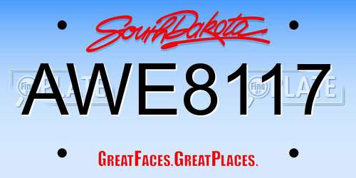 AWE8117 South Dakota License Plate