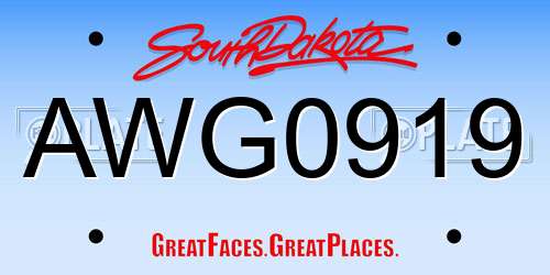 AWG0919 South Dakota License Plate