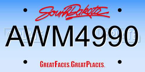 AWM4990 South Dakota License Plate