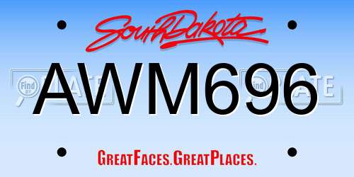AWM696 South Dakota License Plate