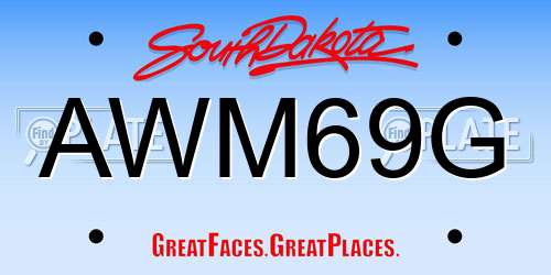 AWM69G South Dakota License Plate