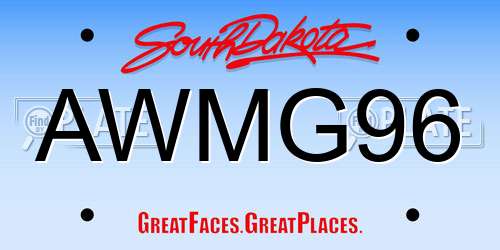 AWMG96 South Dakota License Plate