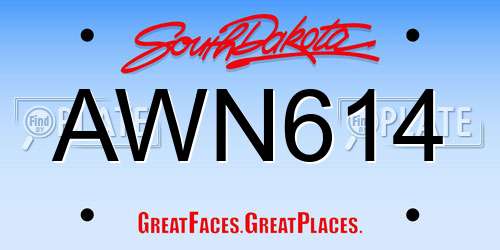AWN614 South Dakota License Plate