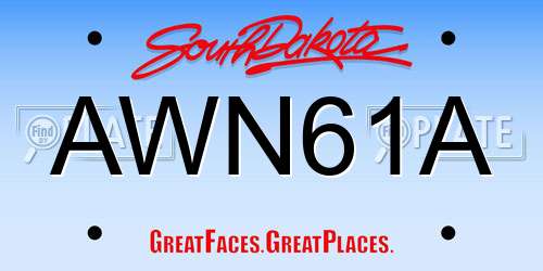 AWN61A South Dakota License Plate