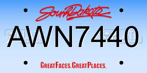 AWN7440 South Dakota License Plate