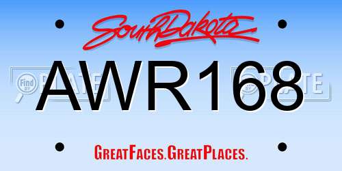AWR168 South Dakota License Plate
