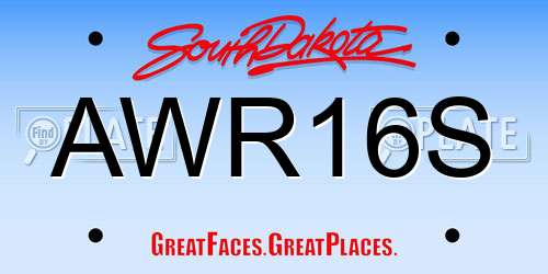AWR16S South Dakota License Plate