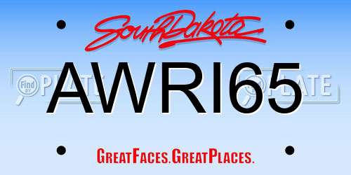 AWRI65 South Dakota License Plate