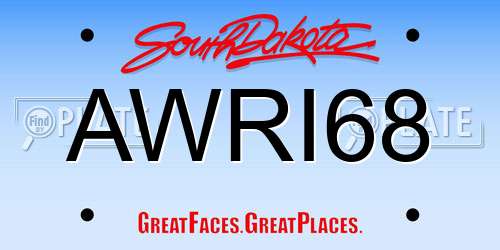 AWRI68 South Dakota License Plate