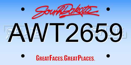 AWT2659 South Dakota License Plate