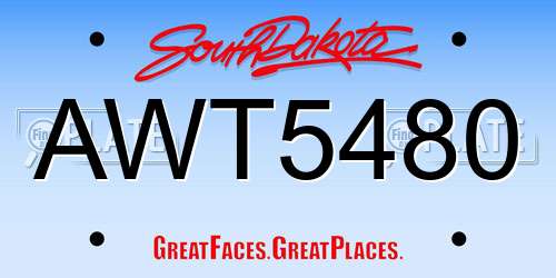 AWT5480 South Dakota License Plate