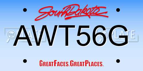 AWT56G South Dakota License Plate