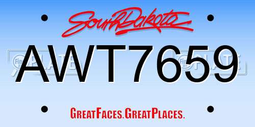 AWT7659 South Dakota License Plate