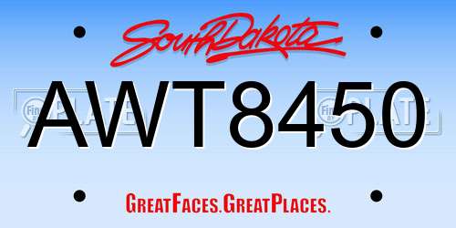 AWT8450 South Dakota License Plate